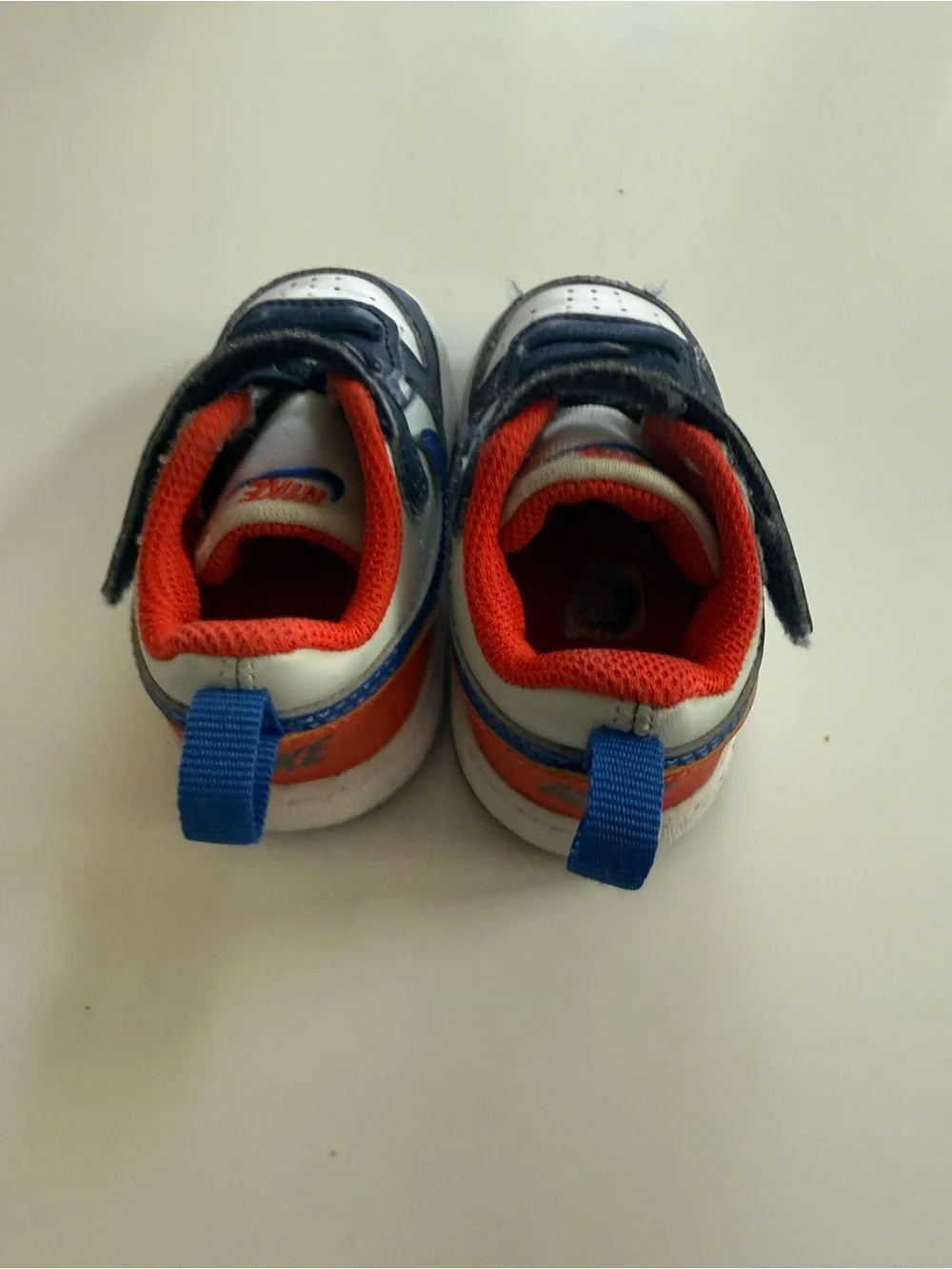 Nike Kids Navy, White and Red Velcro Low-Top Sneakers